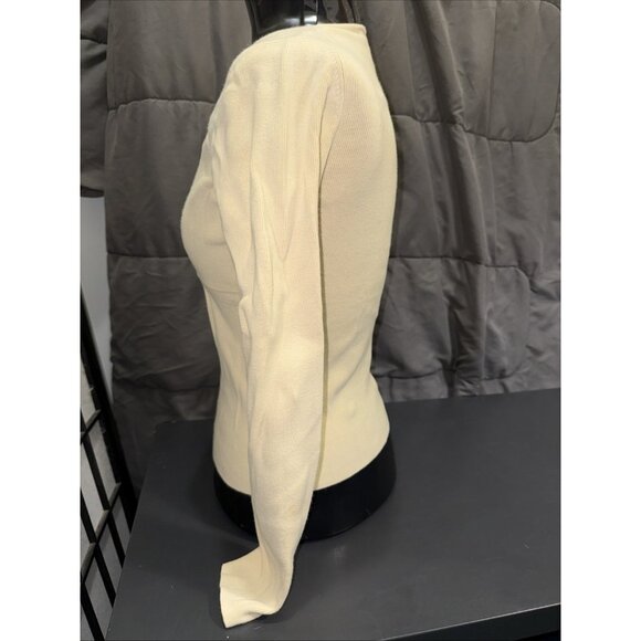 Ann Taylor LOFT Women XS Top Faux Wrap Long Sleeve Pullover Beige 100% Cotton - Picture 7 of 15